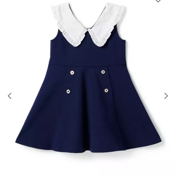 Janie and Jack Other - Janie and Jack Navy Blue and White Ruffle Collar Ponte Dress Girls Size 12